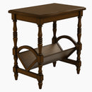 Classic Wooden Side Table with Magazine Rack, Rubberwood Legs, and Birch Veneer Finish – Elegant and Multi-Purpose Accent Furniture