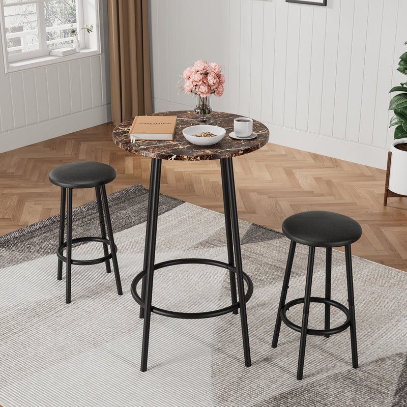 3-Piece Bar Table Set with 2 Bar Stools – Modern Pub Table