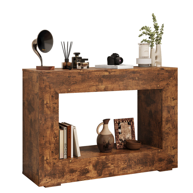47' Farmhouse Console Table, Sofa Table Accent Table, Entryway Table with Storage, Narrow Entryway Table for Hallway, Living Room, Entrance, Foyer (Dark Brown)