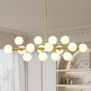 Pendant Lamp with Opal Glass Shade, 16-Lights Modern Farmhouse Ceiling Pendant Hanging Light Fixture Over Table, for Dining Room, Kitchen Island--NO INCLUDED BULBS--GOLD