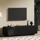 58''Tv Console With Modern Unique Spiral Wave Design With Storage Cabinet And 2 Drawers Tv Stand For Living Room, Bedroom, Black