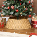 2.25 ft  Rustic Christmas Tree Skirt, Plastic Woven Christmas Tree Collar, Natural