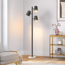 Modern Tree Floor Lamps for Living Room, 62' Black Standing Floor Lamp with 3 Lights, Industrial Tall Lamp Reading Lighting with White Marble Base for Bedroom, 3 Rotatable Light Heads