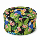Outdoor Inflatable Ottoman 21'x21'x9', Fade-Resistant Patio Footrest Stool with Carry Handle, Portable Pouf for Patio, Garden, Camping and Indoor Use-Toucan Paradise Black