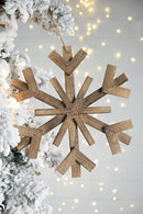 17.7' x 17.7' Large Fir Wood Snowflake Ornaments, Hanging Home Decor Accents for Christmas Tree, Wall Art, Holiday Display, Set of 2