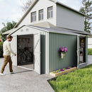 Campcraft 10x12 FT Outdoor Metal Storage Shed, Large Storage Sheds with Sturdy Frame Structure, Metal Garden Tool Shed with Lockable Door for Garden, Lawn, Backyard, white