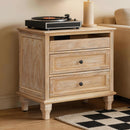 28' Wood Nightstand with Charging Station, Farmhouse Bedside Table with 3 Drawers, USB & Type-C Ports, Storage End Table for Bedroom Living Room Office
