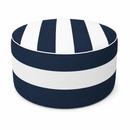 Outdoor Inflatable Ottoman 21'x21'x9', Fade-Resistant Patio Footrest Stool with Carry Handle, Portable Pouf for Patio, Garden, Camping and Indoor Use-NavyBlue/White Striped