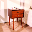 Nightstand with 2-Drawers, Small Side End Table with Storage, Walnut