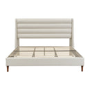 Modern Minimalist King Size Upholstered Platform Bed Frame with Wave - Shaped Headboard, Premium Chenille Fabric, No Box Spring Needed, Easy Assembly, Ivory