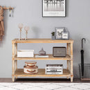 Rustic 3 - Tier Console Table with Gothic - Inspired Details, 47.24' Long Wooden Entryway Table for Living Room and Hallway