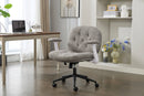 Cross Legged Chair with Flip-up Armrests, Comfy Swivel Chairs with Wide Seat for Women, Adjustable Makeup Vanity Chair for Apartment, Home, Office,Grey.