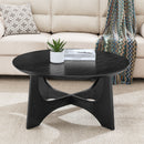 36' Round Coffee Table, Wooden Coffee Tables for Living Room Reception Room(Black)