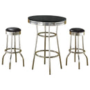 Black 3-piece Round 1950s Bistro Pub Bar Table Set