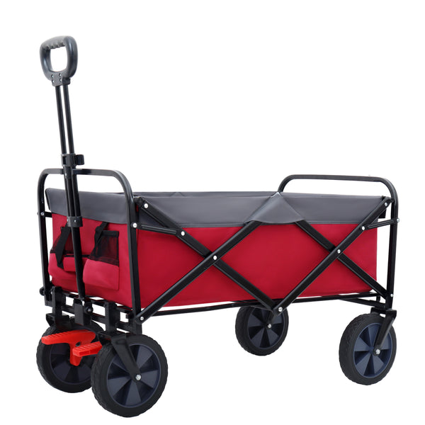 150L Collapsible Wagon Cart Foldable, Utility Garden Wagon with 360lbs Weight Capacity, Heavy Duty Portable Sport Wagon with Wheels for Outdoor, Grocery, Shopping