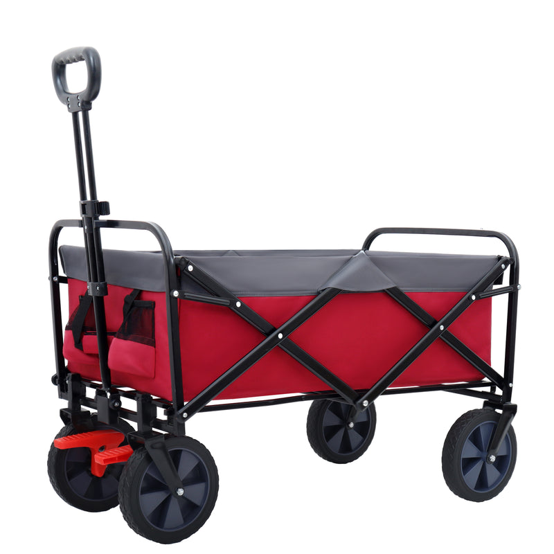 150L Collapsible Wagon Cart Foldable, Utility Garden Wagon with 360lbs Weight Capacity, Heavy Duty Portable Sport Wagon with Wheels for Outdoor, Grocery, Shopping