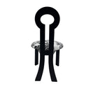 Key-Design Linen Upholstered Dining Chairs Set of 2 with White Cushion & Distinctive Wood Grain Texture (Black)