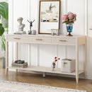 U_STYLE 60' Painted Console Table with 3 Drawers,Wooden Entryway Table with Storage Shelf, Farmhouse Sofa Table for Living Room, Hallway,Entryway, Foyer, Corridor(Beige)