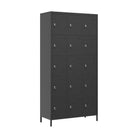 Metal 15 Door 72'H Lockers with Lock for Employee Storage, Black, Easy Assembly