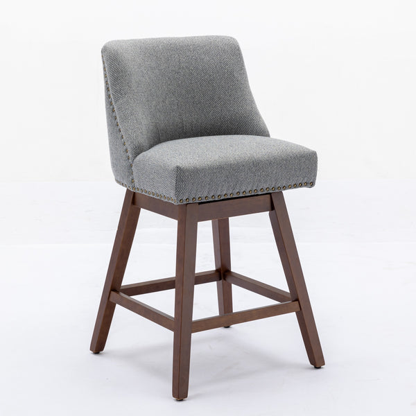 Counter Height Swivel Barstools Set of 2 with 26'' H Seat Height, Upholstered Fabric in Gray
