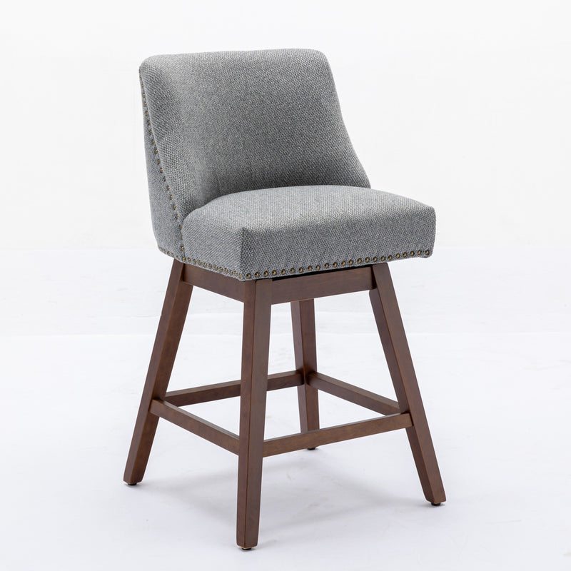 Counter Height Swivel Barstools Set of 2 with 26'' H Seat Height, Upholstered Fabric in Gray