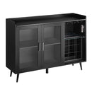 Wine Cabinet, Coffee Bar Cabinet with 9 Wine Bottle Racks, Modern Buffet Sideboard with Glass Holder, Adjustable LED Brightness, for Home Kitchen, Living Room, Dining Room, Black Wood Grain