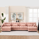 U Shaped Couch Modular Sectional Sofa, Modern Deep Seat Cloud Couch, Oversized Modular Couches for Living Room, Comfy advanced flannelette Sofa Bed with Round Armrests 6 Pillows,Sofas for Bedroom
