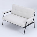 Beige Corduroy 53-inch Metal Frame Sofa with Button Tufted Backrest for Compact Living Spaces