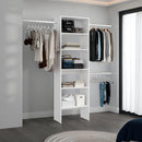 FM FURNITURE Elara Vertical Closet Organizer with Open Shelves and Hanging Bars for Clothing, WHITE