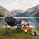 Oversized Camping Chair, Portable Folding Moon Chair with Side Pocket, Heavy Duty Outdoor Camping Chair for Adults, Black