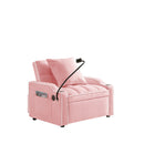 Convertible Pink Velvet 3-in-1 Sofa Bed with Adjustable Sleeper Chair and Multi-Pockets
