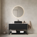TULIO 48' Bathroom Vanity&Sink, Freestanding Bathroom Storage Cabinet with 3 Doors and Open Shelf, Black Rectangular Ceramic Basin and Carrara White Sintered Stone Countertop, Black (New SKU3)