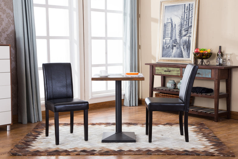 Urban Style Solid Wood Leatherette Padded Parson Chair, Black, Set of 2