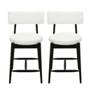 Mid Century Modern Counter Stool Set of 2 with Upholstered Seat, Black and Beige, Rubber Wood Frame