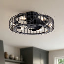 20' Black Industrial Flush Mount Ceiling Fan with Lights, Low Profile Fandelier with E12 Sockets, Reversible DC Motor, 6 Speeds, Quiet Ceiling Fan for Bedroom Kitchen Dining Room Farmhouse