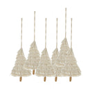 4.3x7.5' Fringes Embellished Tree Shape Ornament, Hanging Home Decor Accents for Christmas Tree, Holiday Display, Set of 6