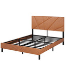 Vintage Brown Queen Size Metal Bed Frame with Under-Bed Storage and No Box Spring Required