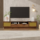 78-Inch TV Stand for TVs up to 85-inch, Media Console with Rattan Front Panels, Two Drawers and Open Shelving for Living Room,Modern Entertainment Center