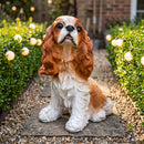 Charlie the Beagle Garden Statue, a lifelike earth-brown resin dog ornament, perfect for backyards, lawns, and patios.
