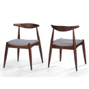 Set of 2 Vintage Rubberwood Dining Chairs with Ergonomic Backrest & Comfort Cushions in Walnut and Light Gray, Solid Rubberwood Frame with TSCA-Certified Foam Seats