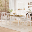 7-Piece Dining Table Set, 60inch to 78inch Extendable Wood Dining Table with Removable Leaf, Kitchen Table Set with 6 Upholstered Side Chair, Dining Table Set for 6