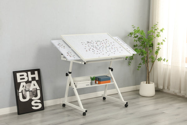 1500 pieces Jigsaw Puzzle metal Table board for adults gift with 4 trays(white)