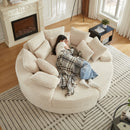 78.5-inch Corduroy Round Oversized Recliner, Converts into Two Recliners, 2-In-1 Sofa Bed, Neck Pillow Design With Five Throw Pillows