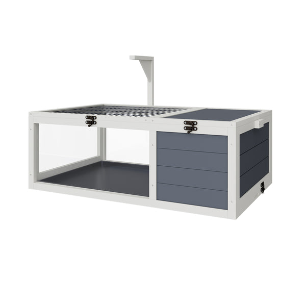 Reptile Habitat Tortoise House with Lamp Holder, 3 Acrylic Observation Windows, 2 Waterproof Trays, Lockable Top, Easy to Clean Wooden Enclosure for Turtles, Lizards, Snakes, and Small Pets