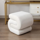 017s-S-shape Velvet Fabric Ottoman Makeup Stool Footstool,White