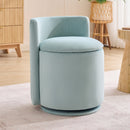 075-Velvet Fabric Swivel Accent Chair, Comfy Barrel Vanity Chair With Curved Backrest, Upholstered Storage Chair For Primary Living Room, Aqua