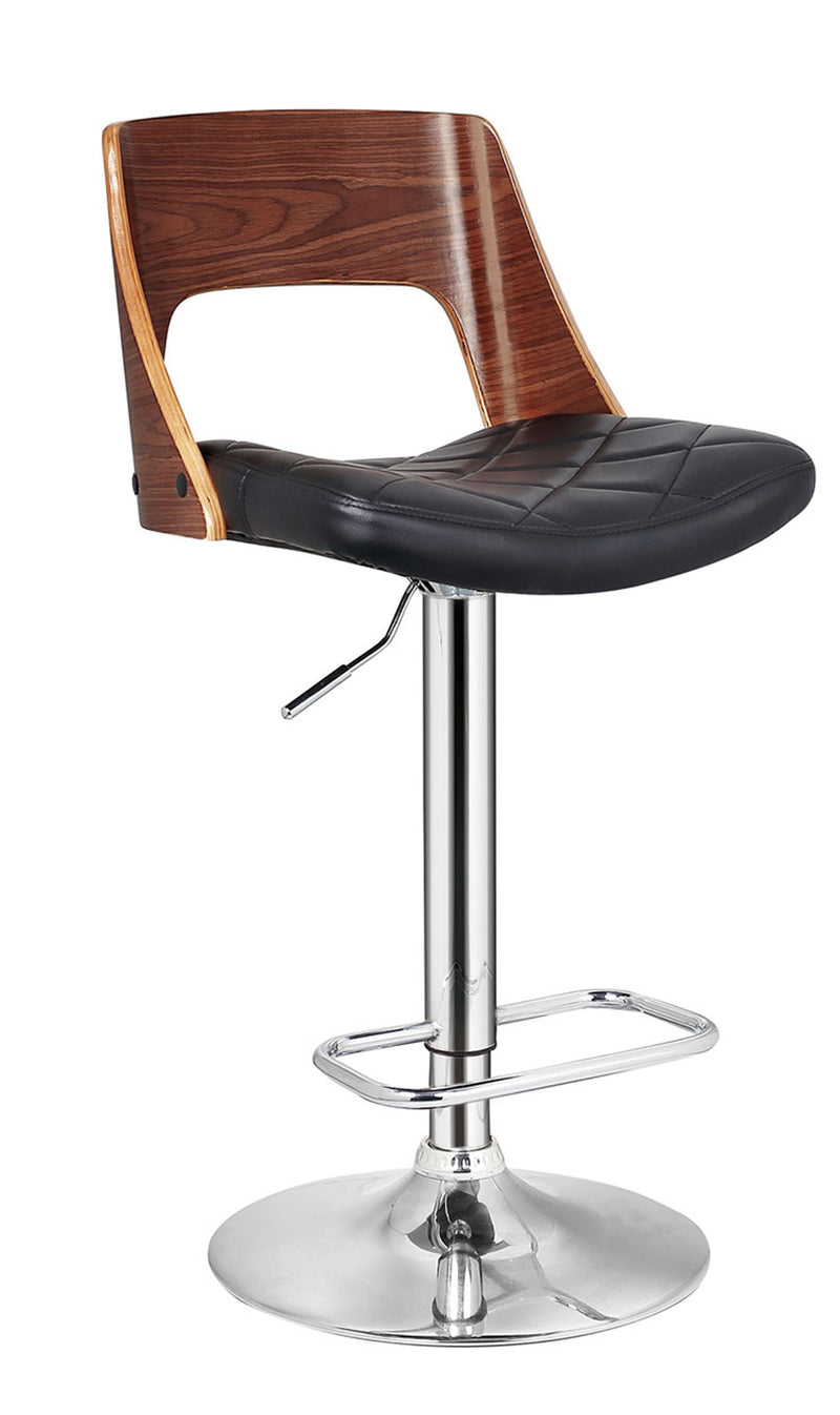 Bentwood Contemporary Modern Stylish Wood Back Adjustable Swivel Bar Stool with Diamond Quilted Finish Curved Seat and Back