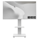 White MDF Mobile TV Stand with Shelf – Floor Mount Cart for 32–75 Inch TVs with Lockable Wheels – Ideal for Living Room, Bedroom, or Office