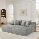 Two-seater lazy sofa lounge chair,Compressed sofa no assembly required, made of velvet fabric, fluffy modern lounge chair, used for indoor living rooms and bedrooms-Gray