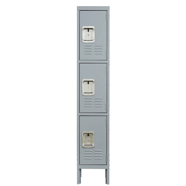 Versatile 3 Door 66'H Metal Lockers with Locks for Secure Storage in Gray